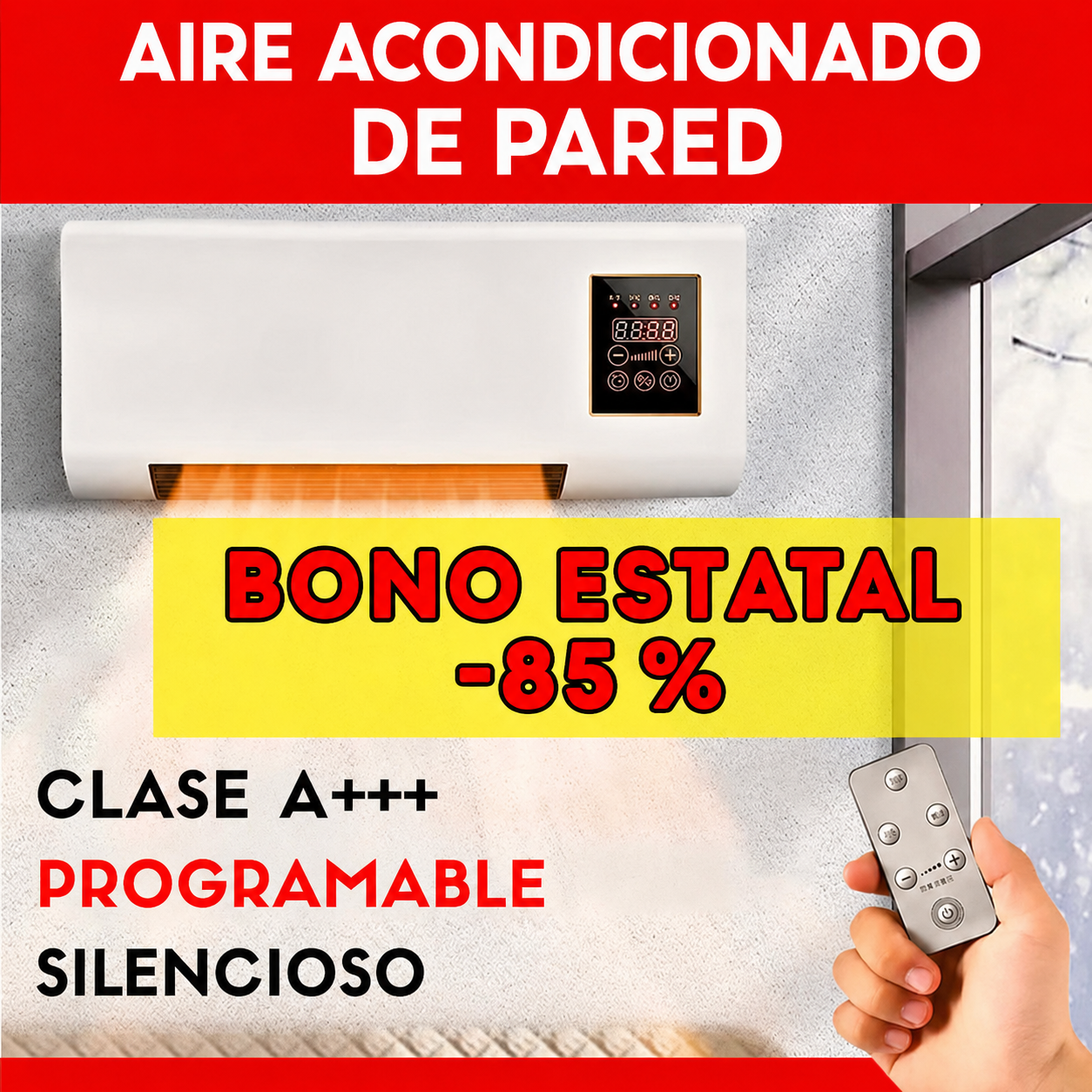 Aire acondicionado de pared con mando a distancia